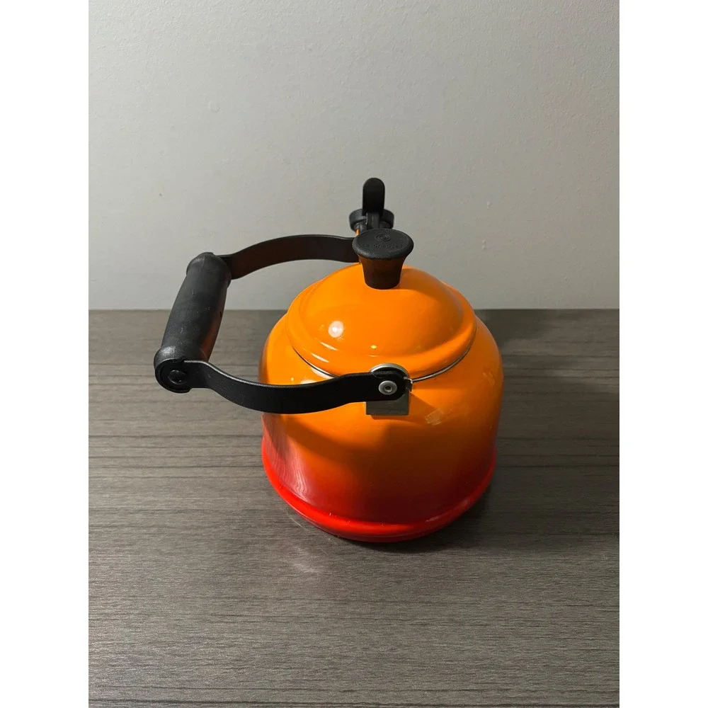 Le Creuset Enamel on Steel Whistling Tea Kettle 1.25 Quarts In Color Flame
